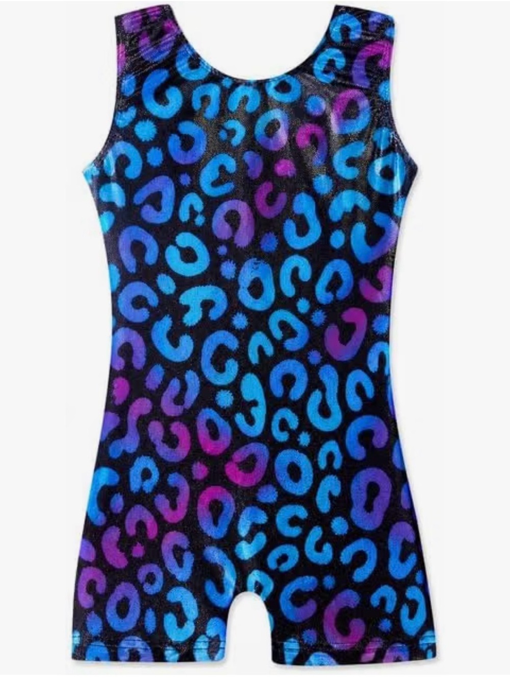 Colorful Blue & Purple Leopard Gymnastics Leotard for Girls